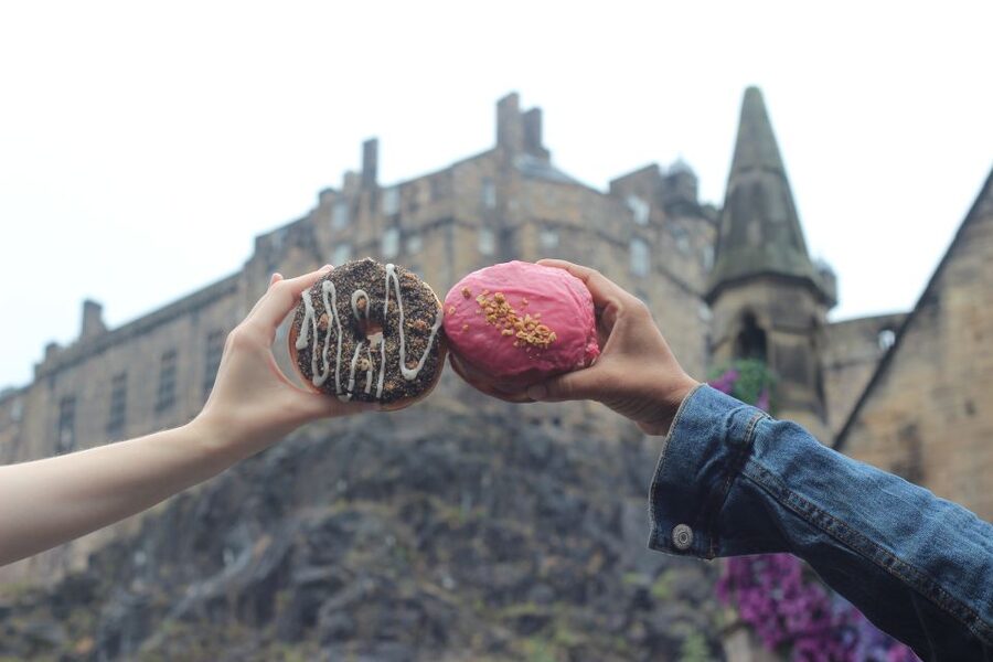 Edinburgh: Donuts, Sweet Treats & the Royal Mile Adventure - Meeting in Grassmarket Square With the Castle Overhead