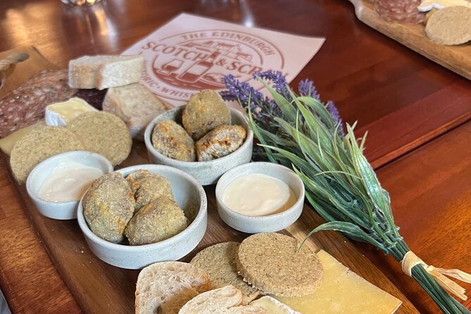 ScotchandScran OldTown Tour, Whisky Tasting, Scottish Charcuterie - Scottish charcuterie and haggis bon bons with whisky sauce